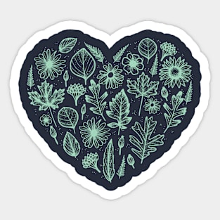 Leaves love heart Sticker